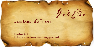 Justus Áron névjegykártya